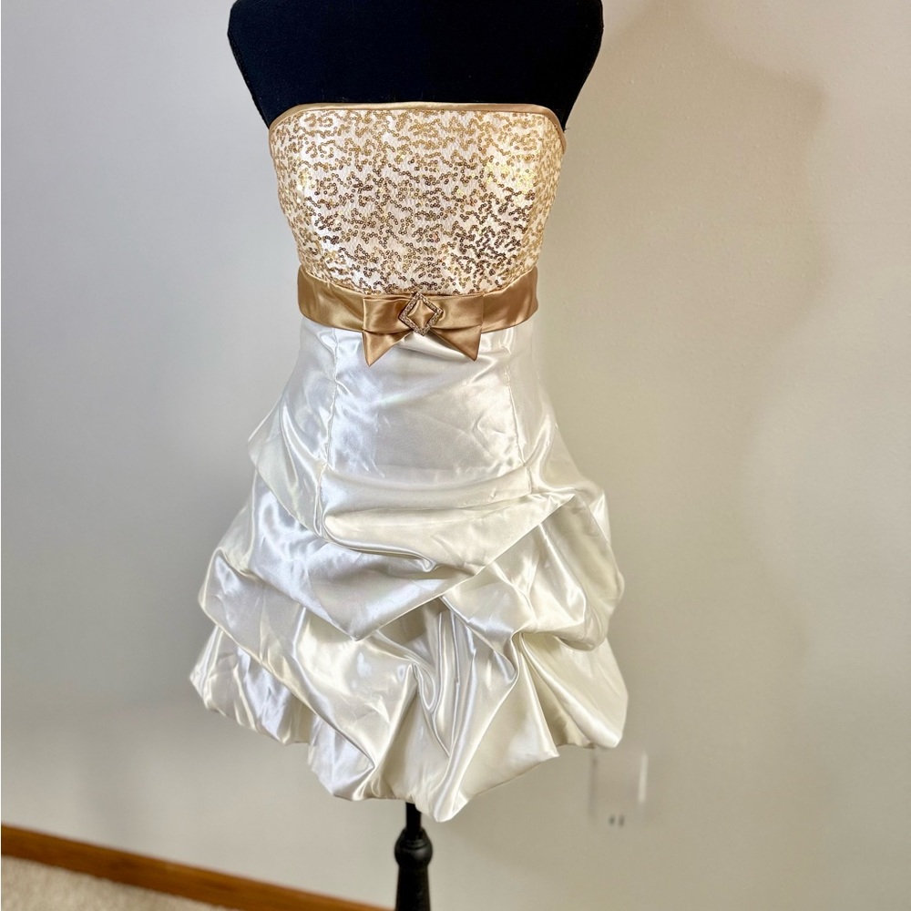 Vintage Jessica McClintock Gunne Sax Y2K Prom Dress 5 Sequin Bubble Hem